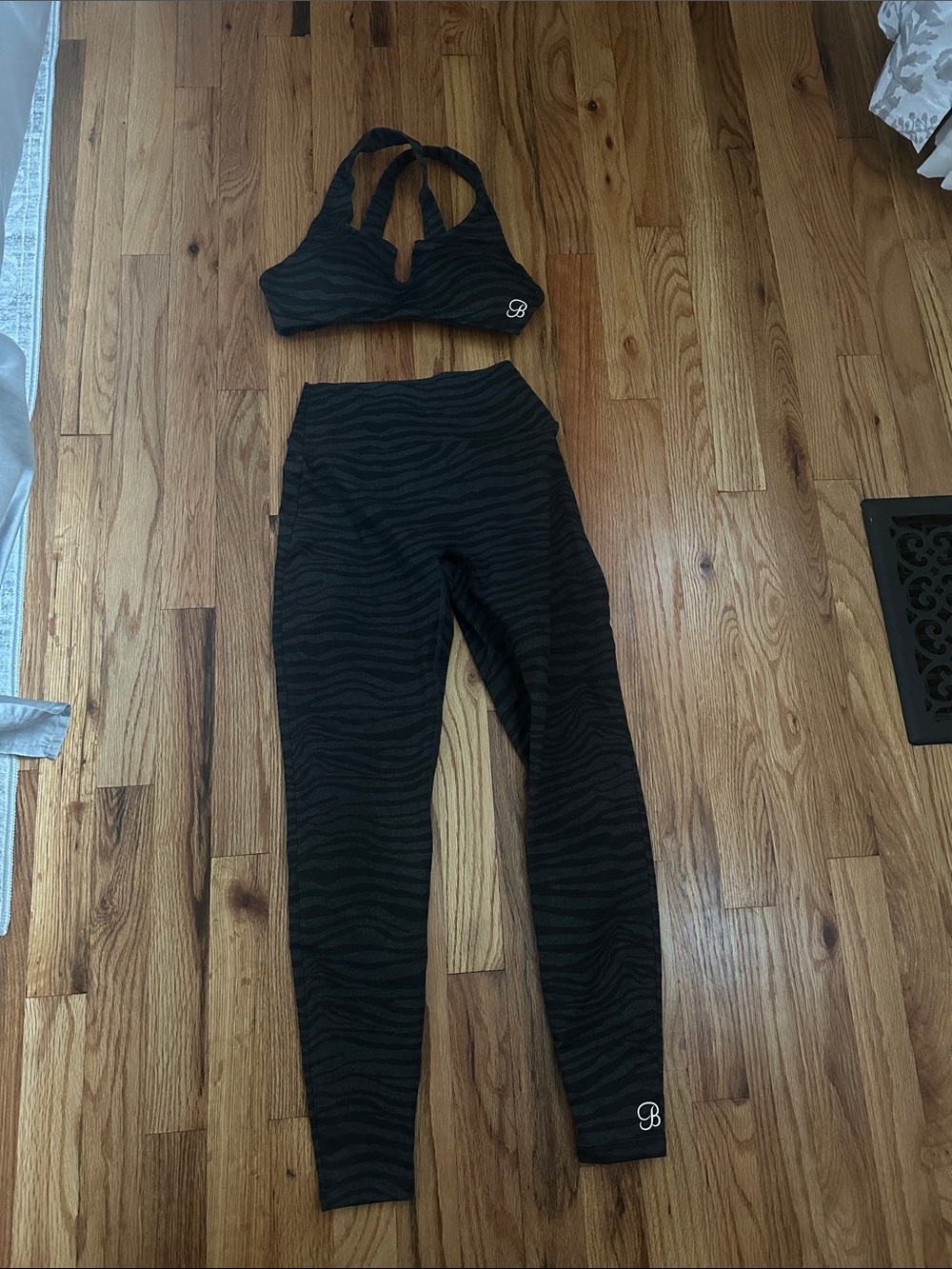 Bombshell Sportswear Black Zebra-Print Sports Bra & Leggings Set